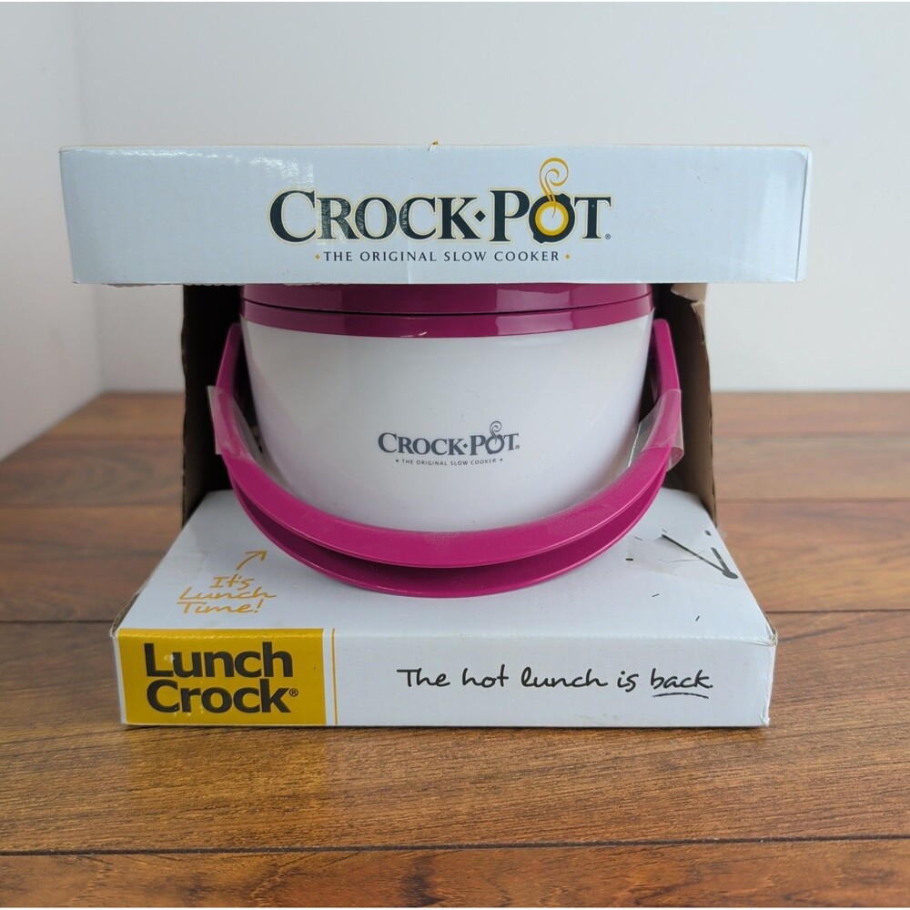 Crock-Pot Lunch Crock Food Warmer White Pink 20 Oz Heat Travel Carry Slow Cooker